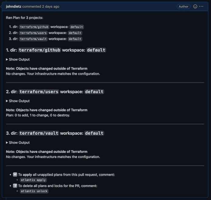 Atlantis Plan Comment Example